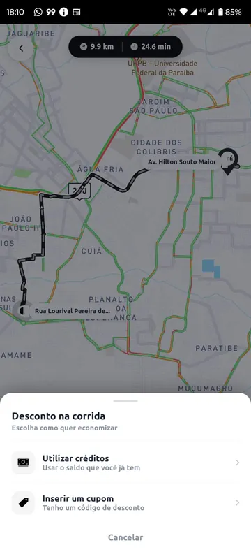 Tela do Motora55 com opção de desconto