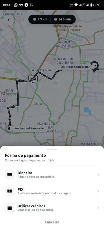 Tela do Motora55 com formas de pagamento